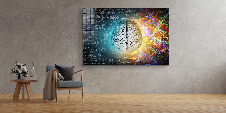 Power of Brain, Scientific Large Glass Wall Art