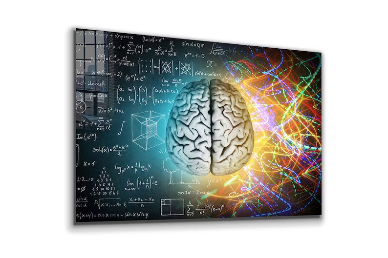Power of Brain, Scientific Large Glass Wall Art