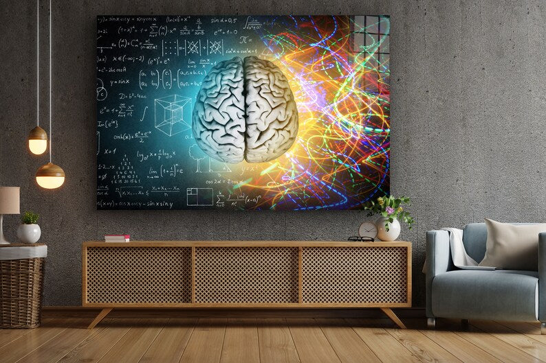 Power of Brain, Scientific Large Glass Wall Art