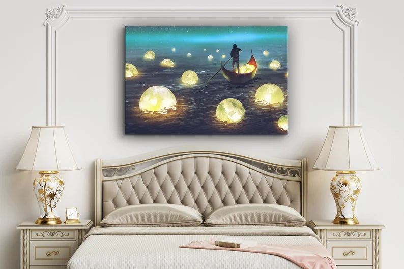 Moon Gatherer, River of Moons Large Glass Wall Art