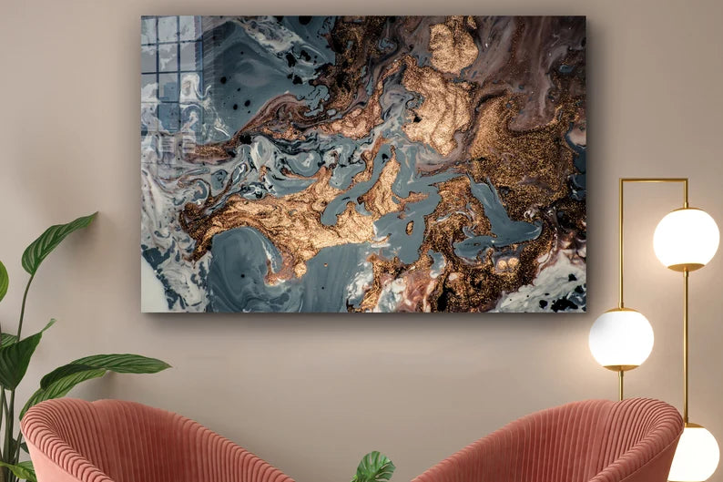 Abstract Marble Large Glass Wall Art
