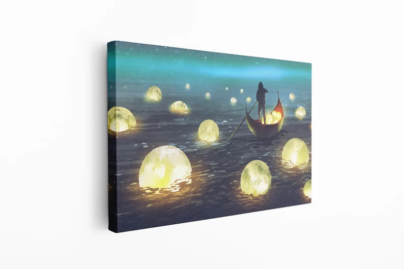 Moon Gatherer, River of Moons Large Glass Wall Art