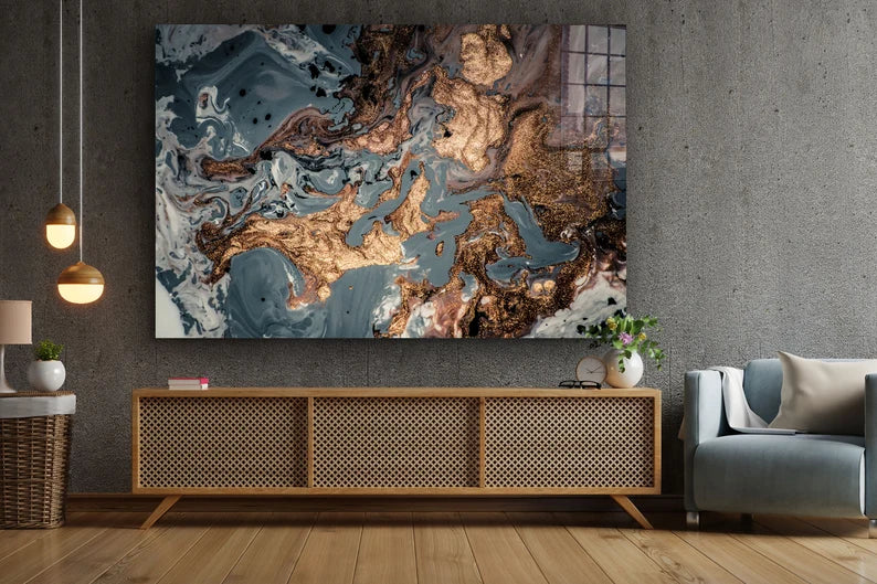 Abstract Marble Large Glass Wall Art