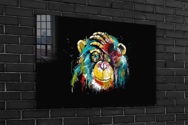 Abstract Monkey Large Glass Wall Art