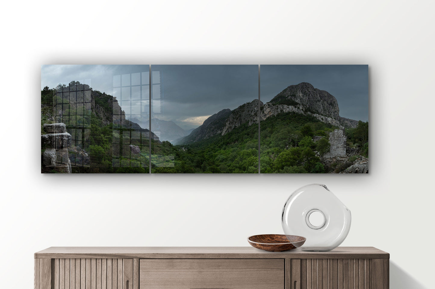 Ruins in Forest Large Glass Wall Art