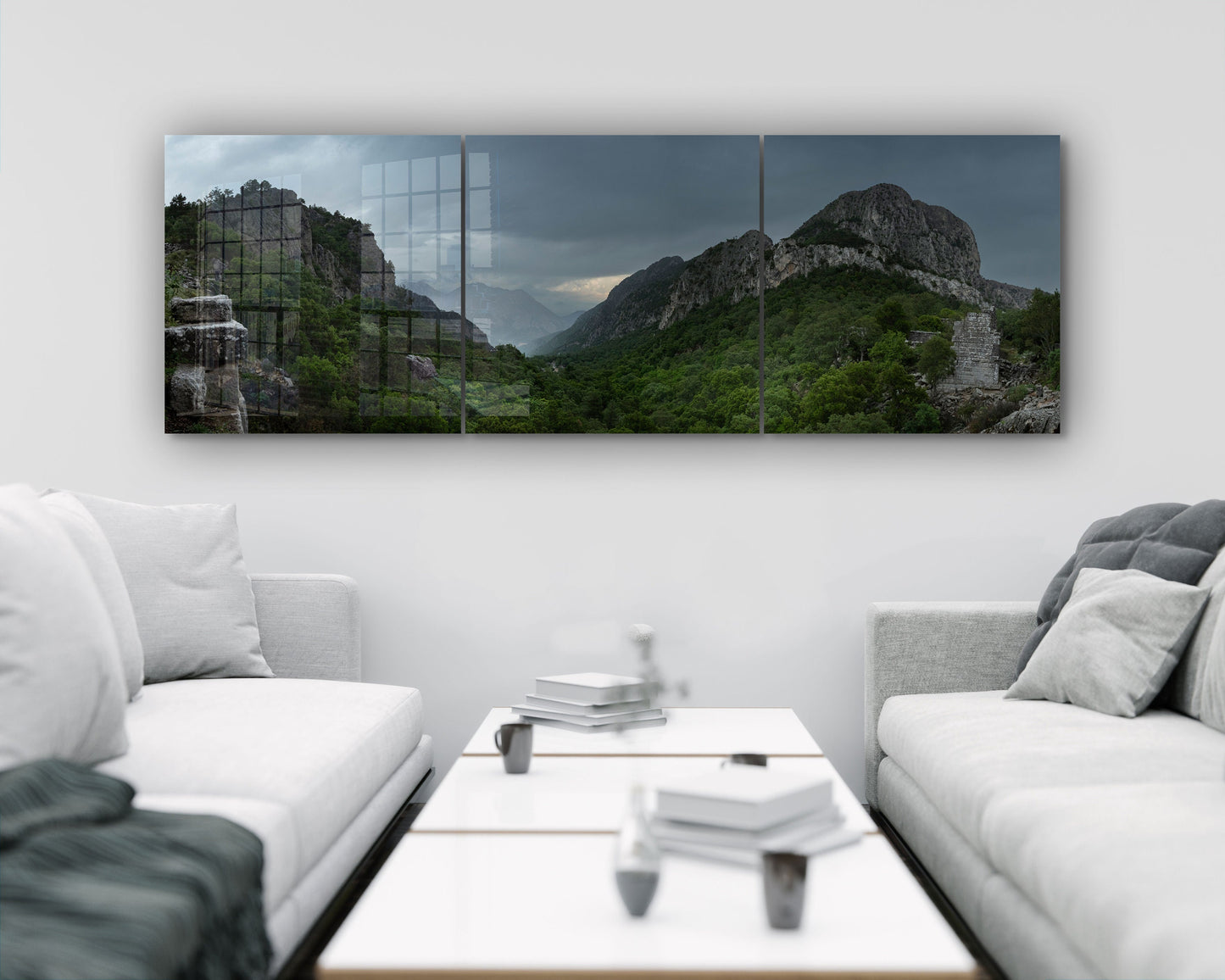 Ruins in Forest Large Glass Wall Art