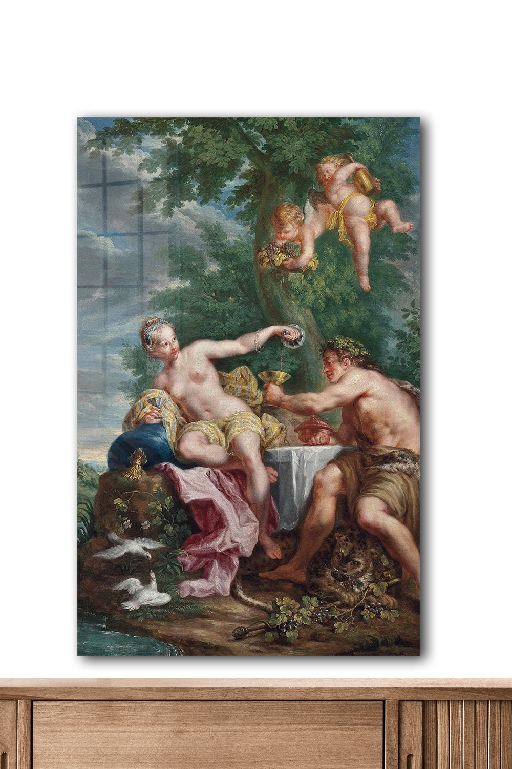 Noel Nicolas Coypel - Bacchus and Venus, Large Glass Wall Art