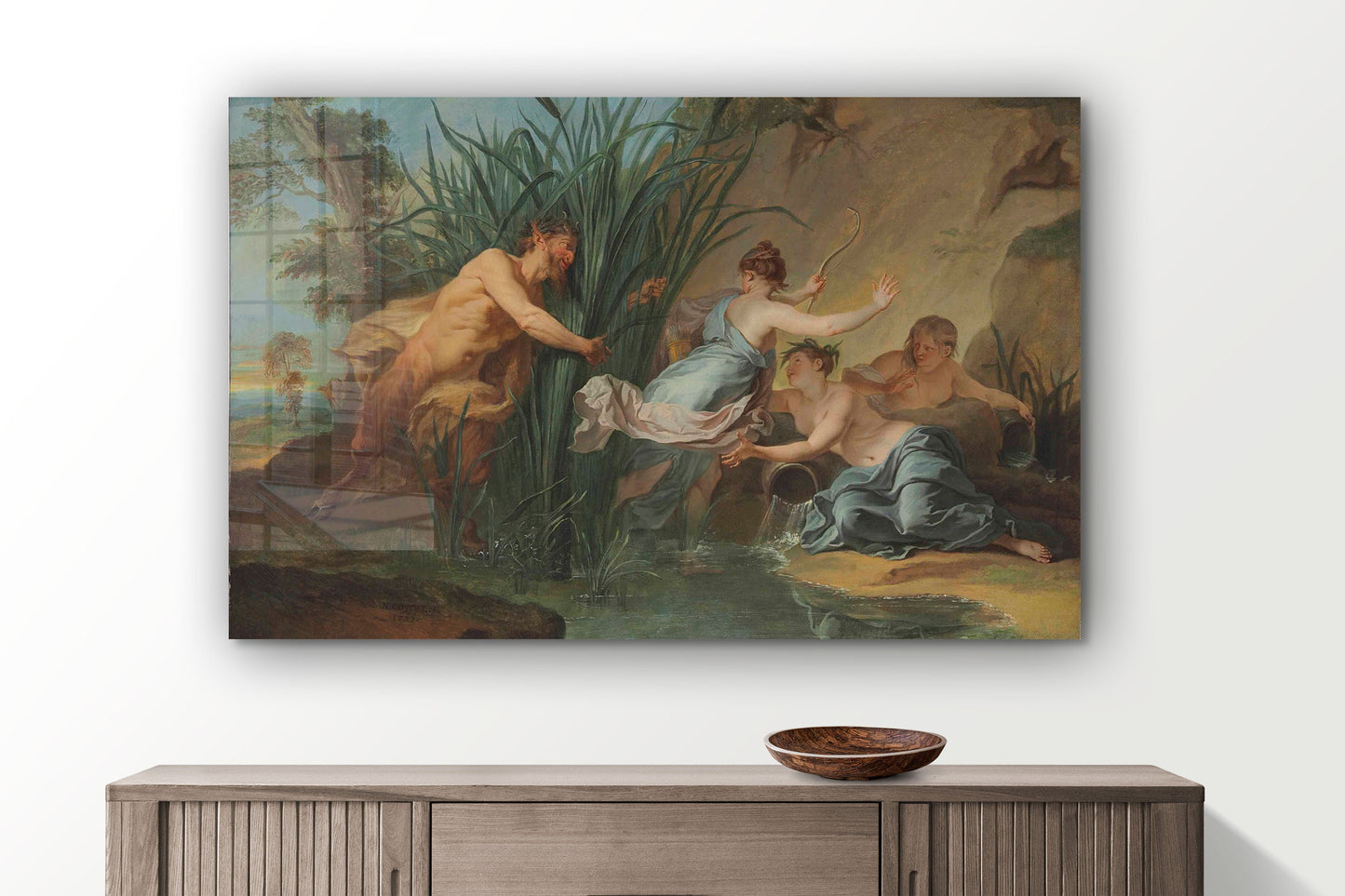 Noel Nicolas Coypel - Pan and Syrinx, Large Glass Wall Art