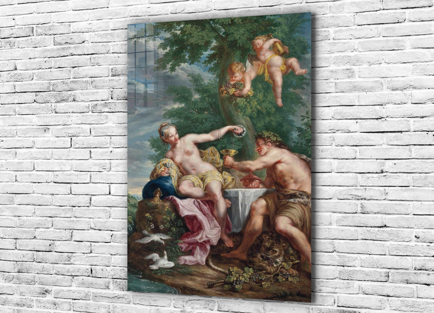 Noel Nicolas Coypel - Bacchus and Venus, Large Glass Wall Art
