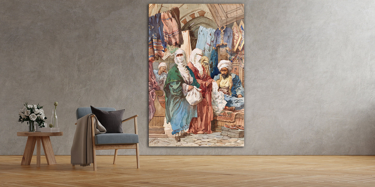 Amedeo Preziosi - The Silk Bazaar Large Glass Wall Art