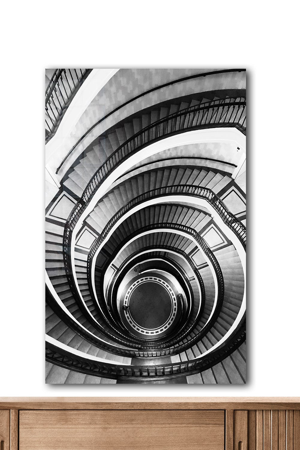 Abstract Spiral Stairs, Large Glass Wall Art