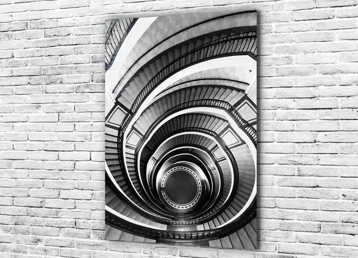 Abstract Spiral Stairs, Large Glass Wall Art