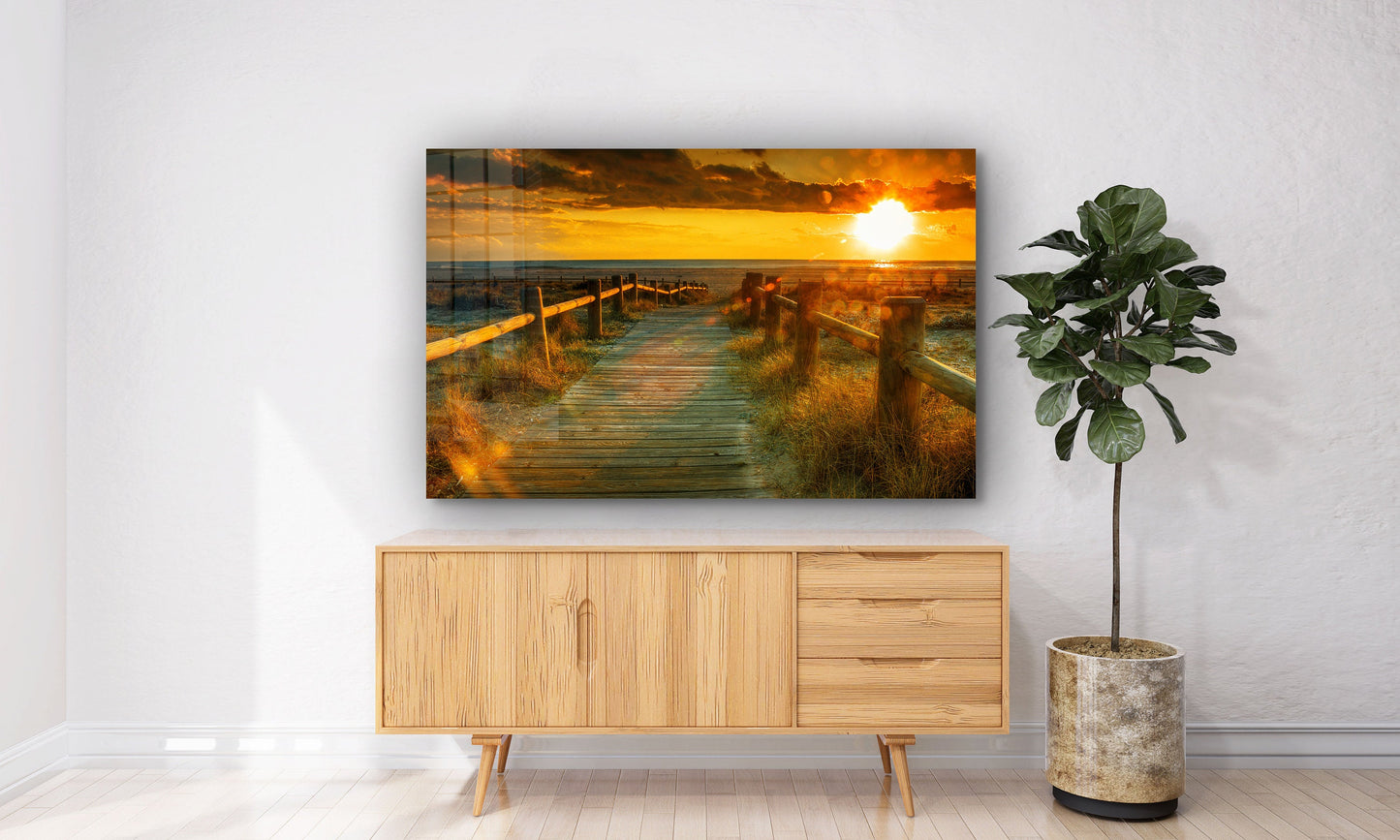 Ocean Sunset, Large Glass Wall Art
