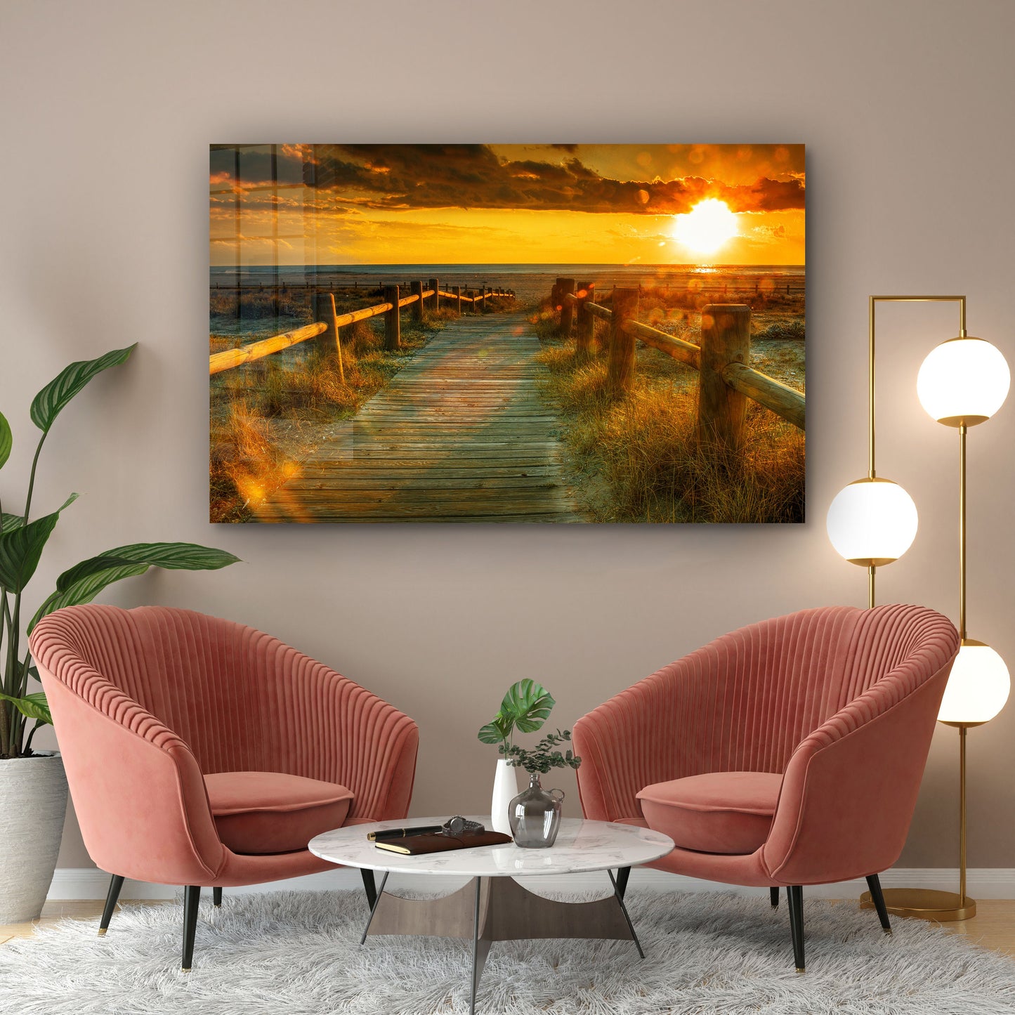 Ocean Sunset, Large Glass Wall Art