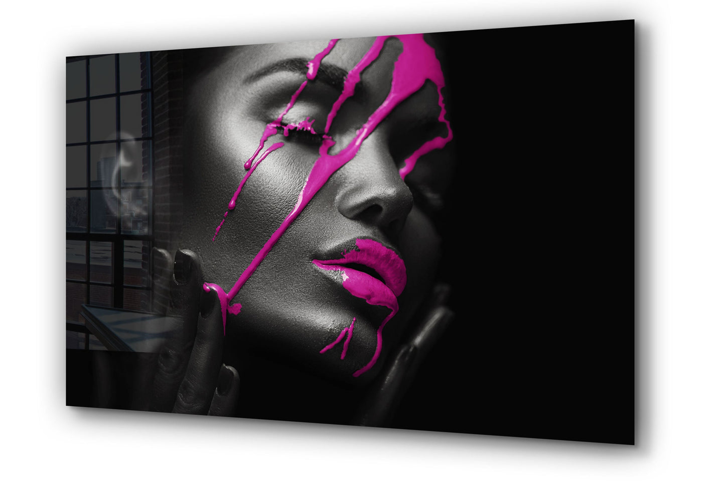 Woman on Paint, Large Glass Wall Art