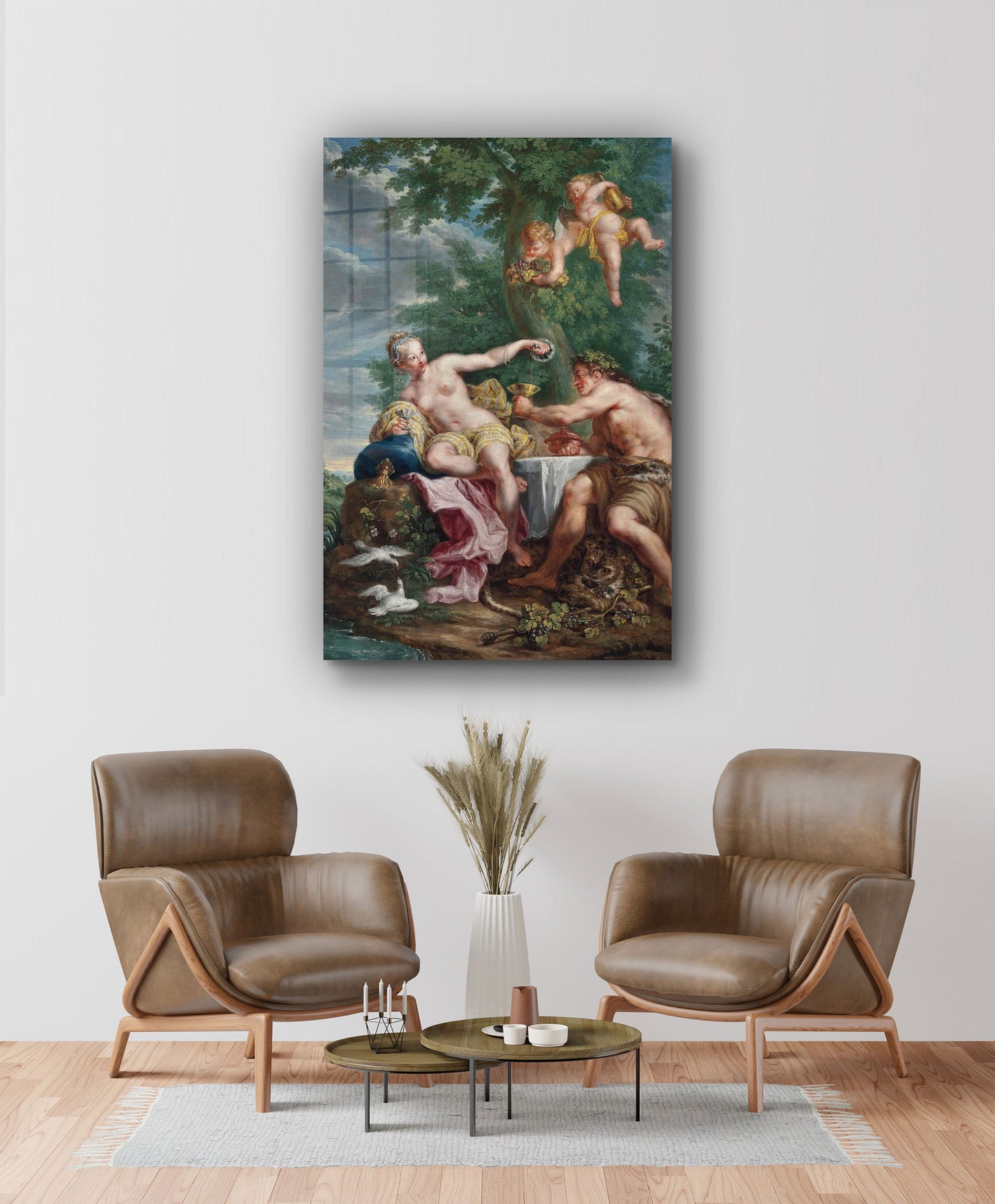 Noel Nicolas Coypel - Bacchus and Venus, Large Glass Wall Art