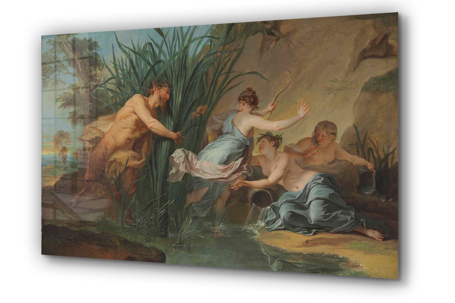 Noel Nicolas Coypel - Pan and Syrinx, Large Glass Wall Art