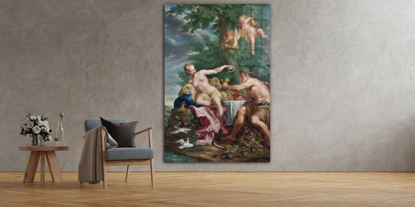 Noel Nicolas Coypel - Bacchus and Venus, Large Glass Wall Art