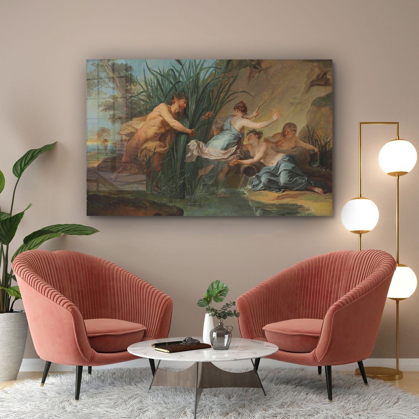 Noel Nicolas Coypel - Pan and Syrinx, Large Glass Wall Art