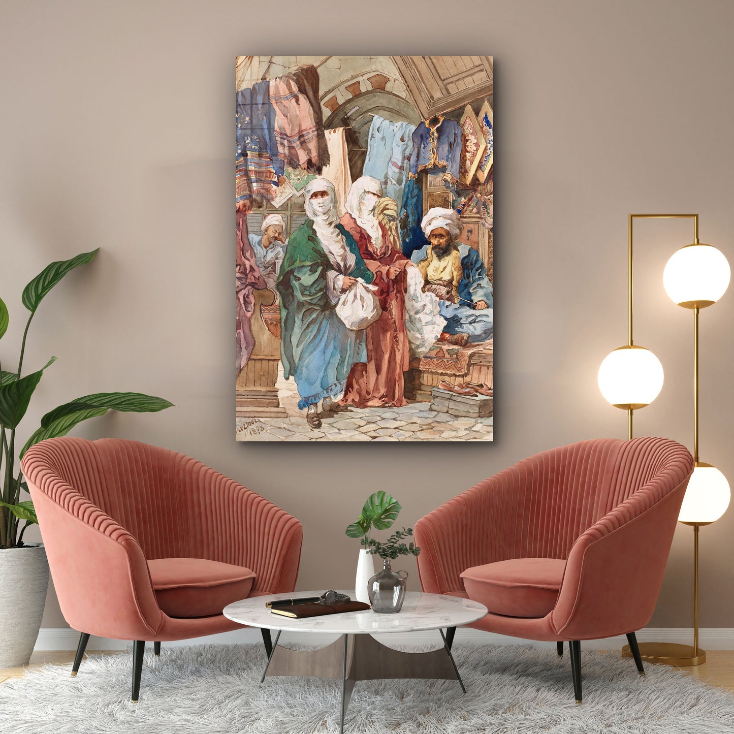 Amedeo Preziosi - The Silk Bazaar Large Glass Wall Art