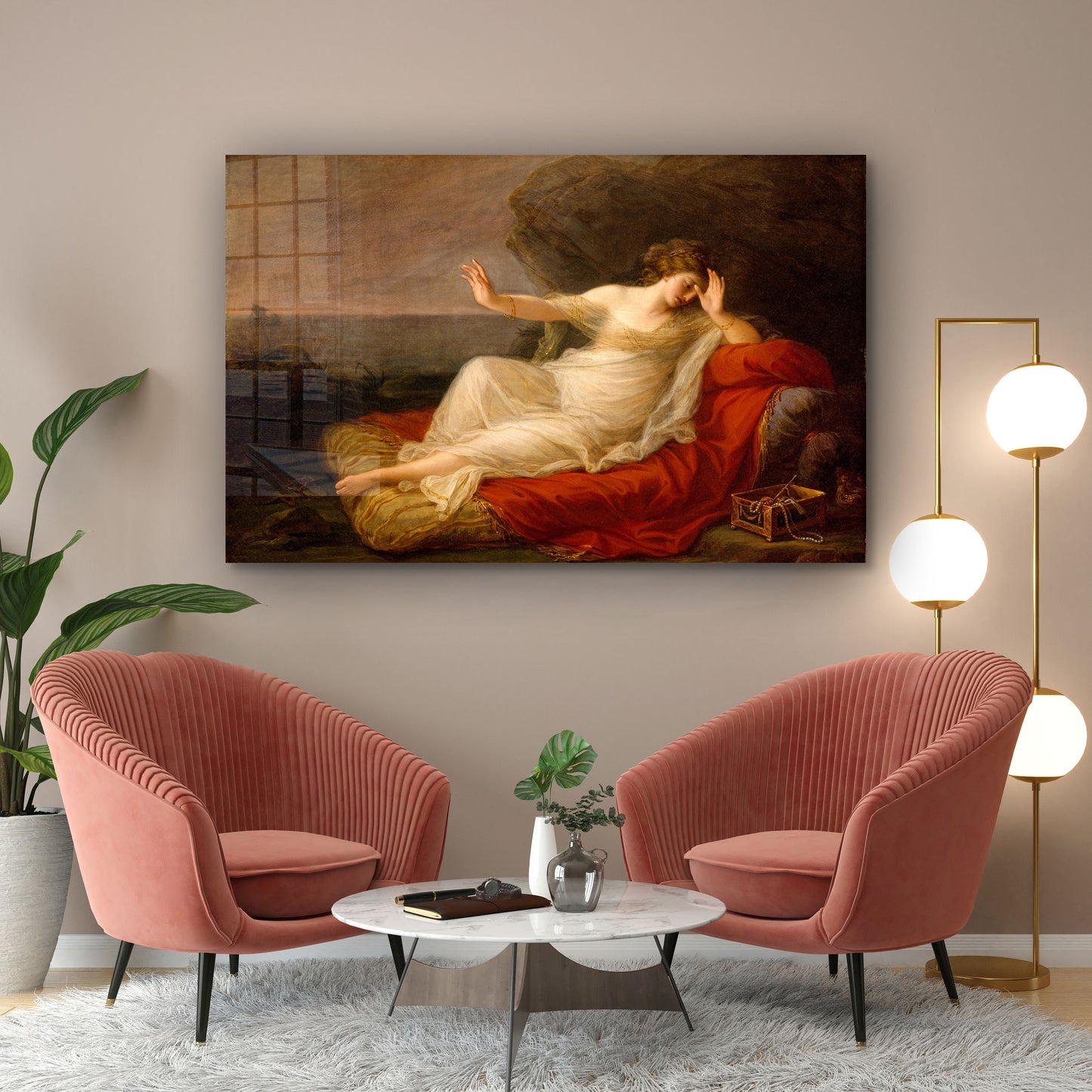 Angelica Kauffmann Ariadne Abandoned by Theseus, Large Glass Wall Art