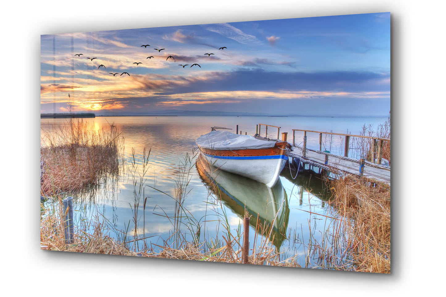 Lake Sunset, Large Glass Wall Art