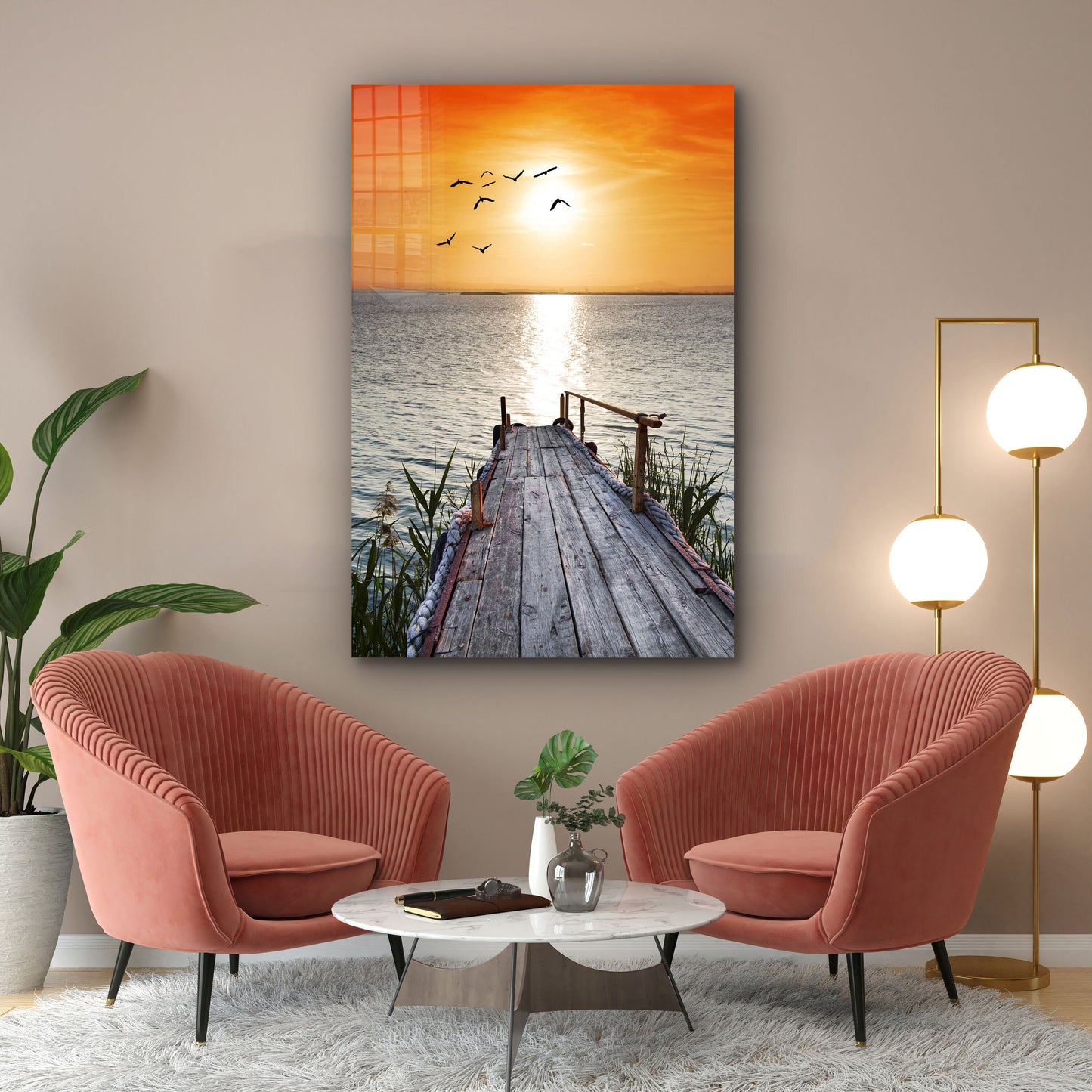 Sunset, Large Glass Wall Art