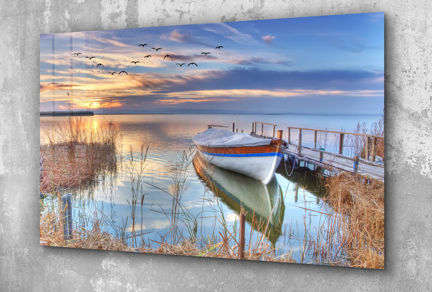 Lake Sunset, Large Glass Wall Art