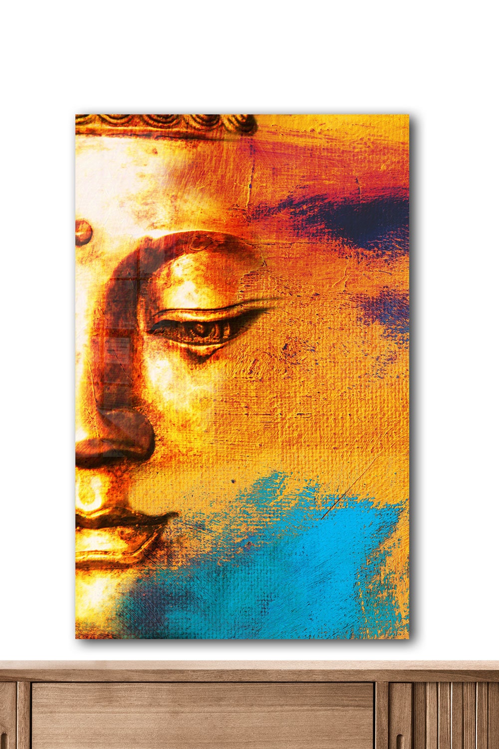 Buddha Statue, Large Glass Wall Art