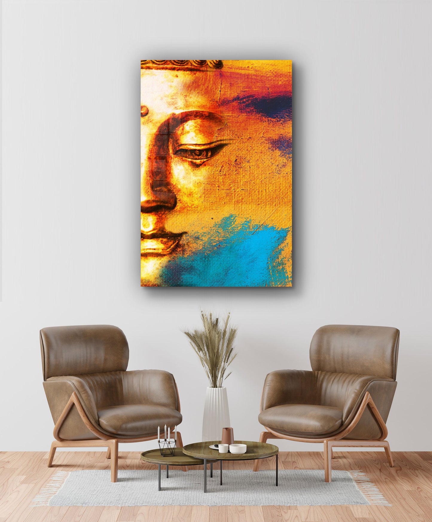 Buddha Statue, Large Glass Wall Art