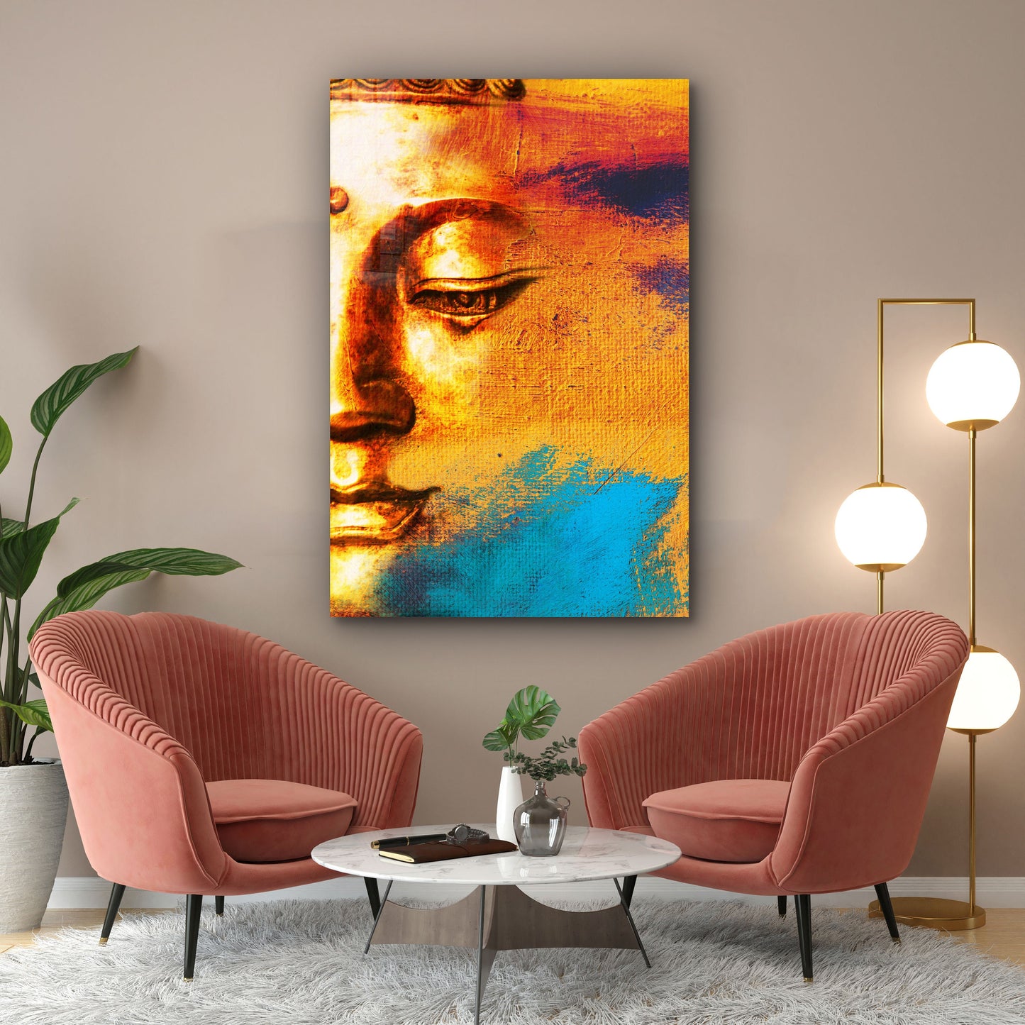 Buddha Statue, Large Glass Wall Art