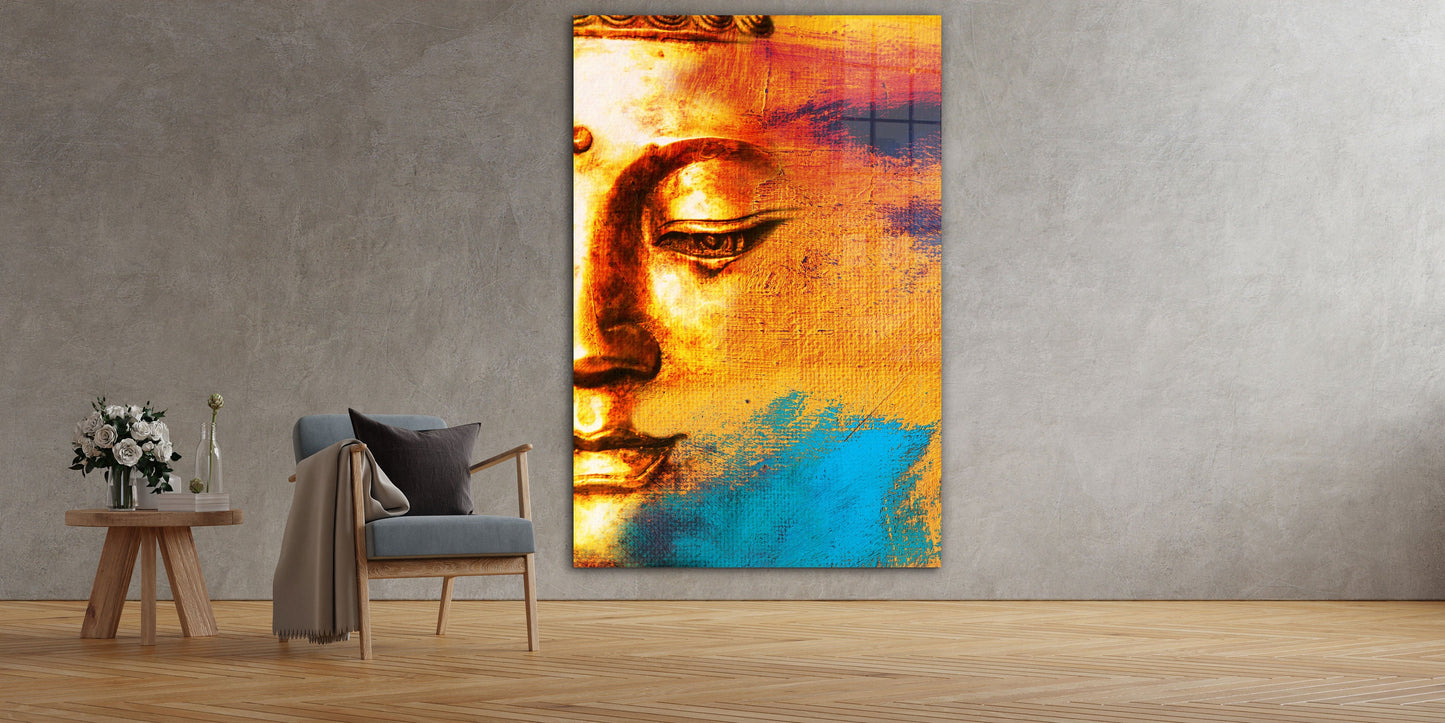 Buddha Statue, Large Glass Wall Art