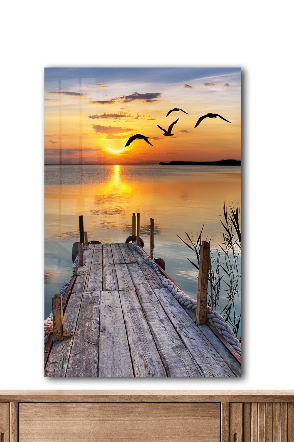 Ocean Sunset, Large Glass Wall Art