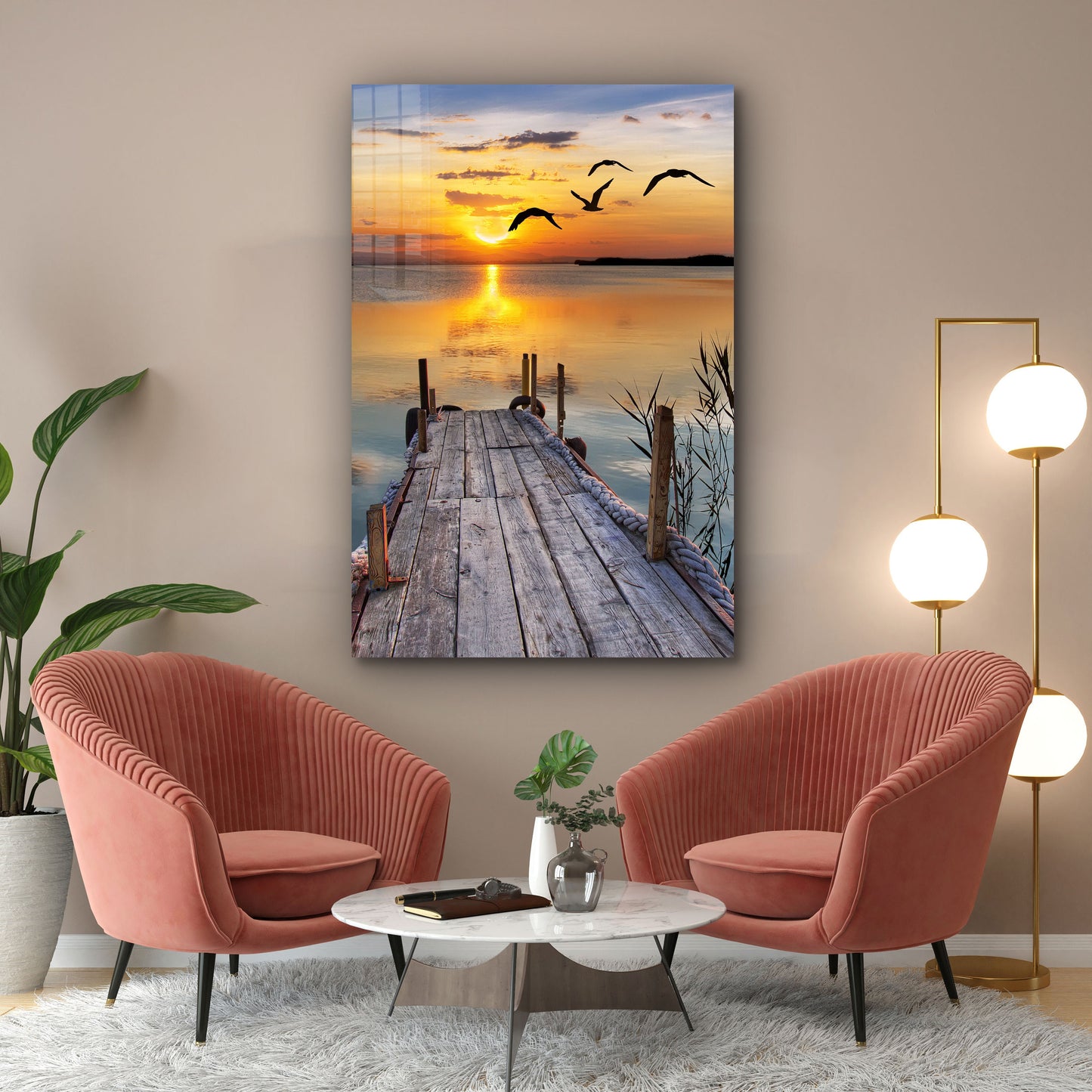 Ocean Sunset, Large Glass Wall Art