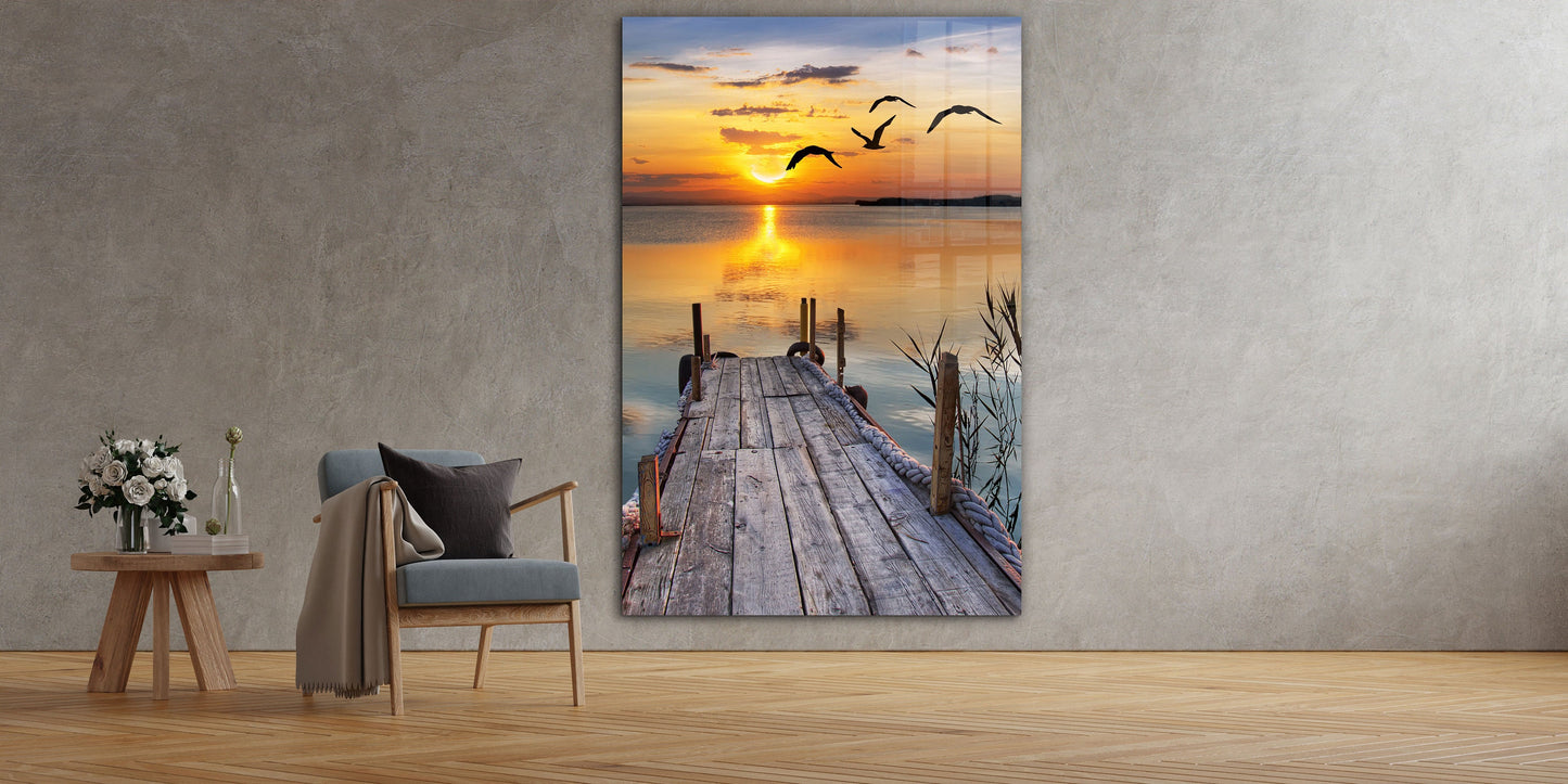 Ocean Sunset, Large Glass Wall Art