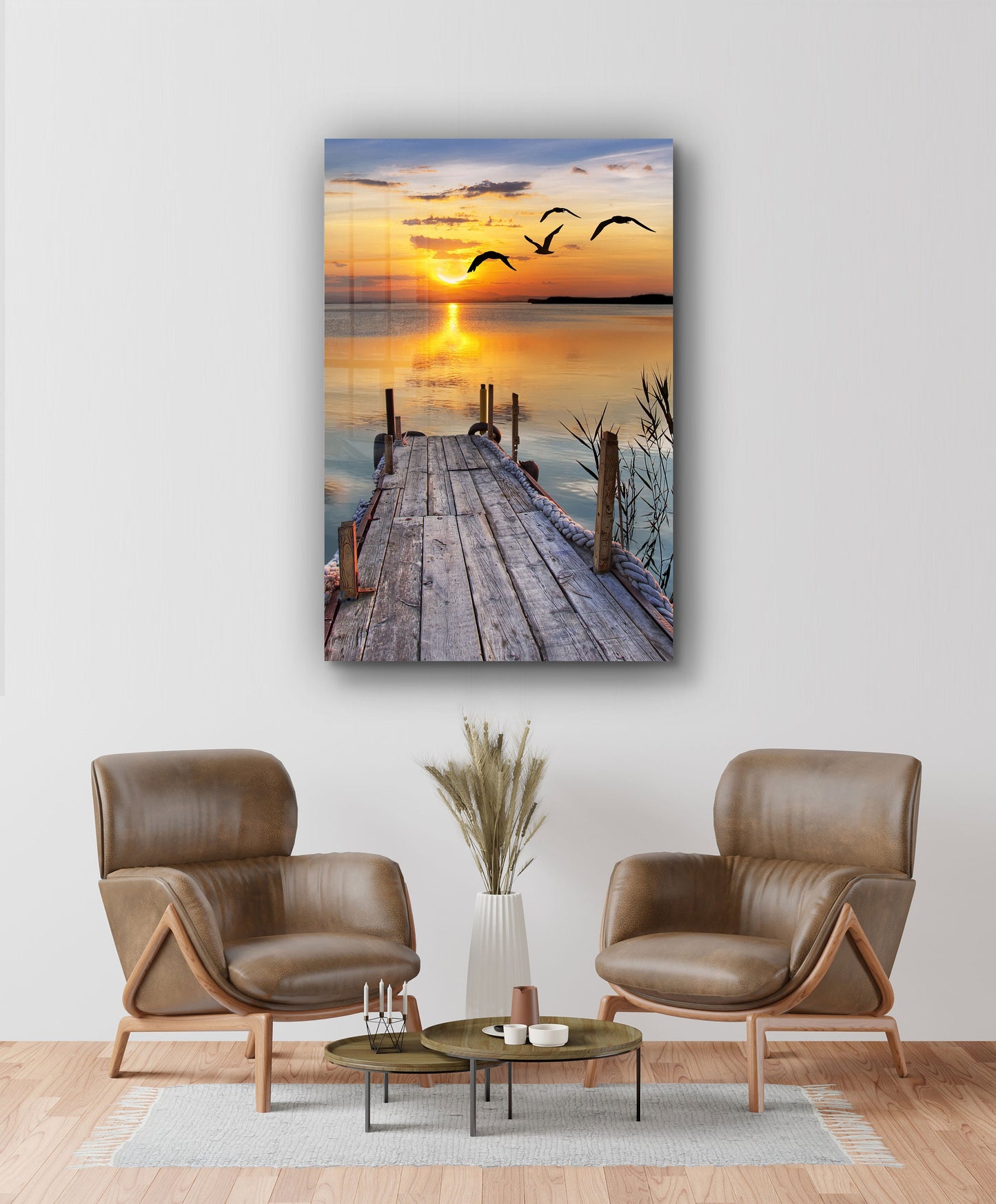 Ocean Sunset, Large Glass Wall Art
