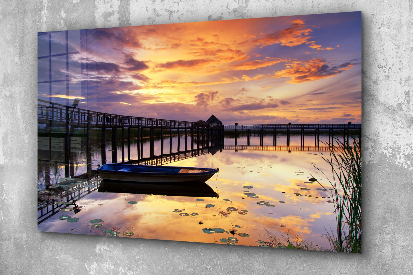 Lake Sunset, Large Glass Wall Art