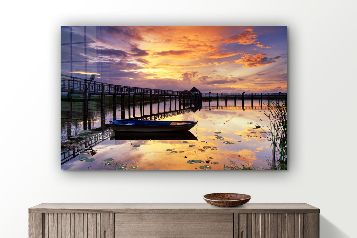 Lake Sunset, Large Glass Wall Art