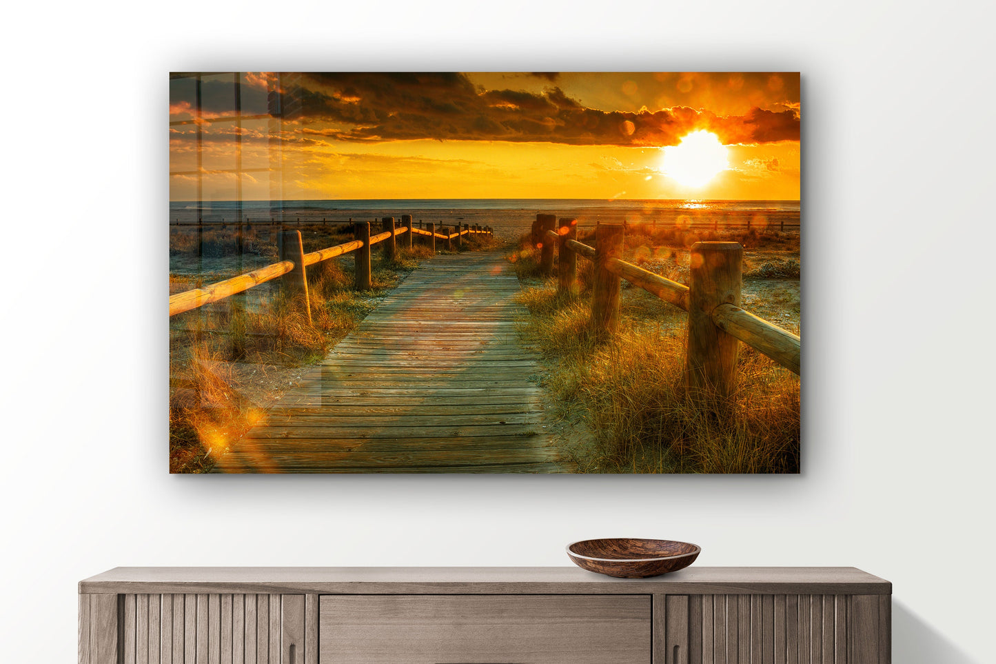 Ocean Sunset, Large Glass Wall Art