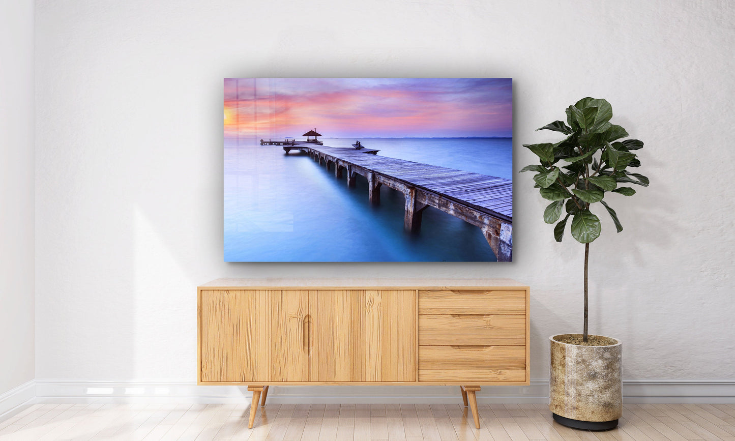 Sunset at the Ocean, Large Glass Wall Art