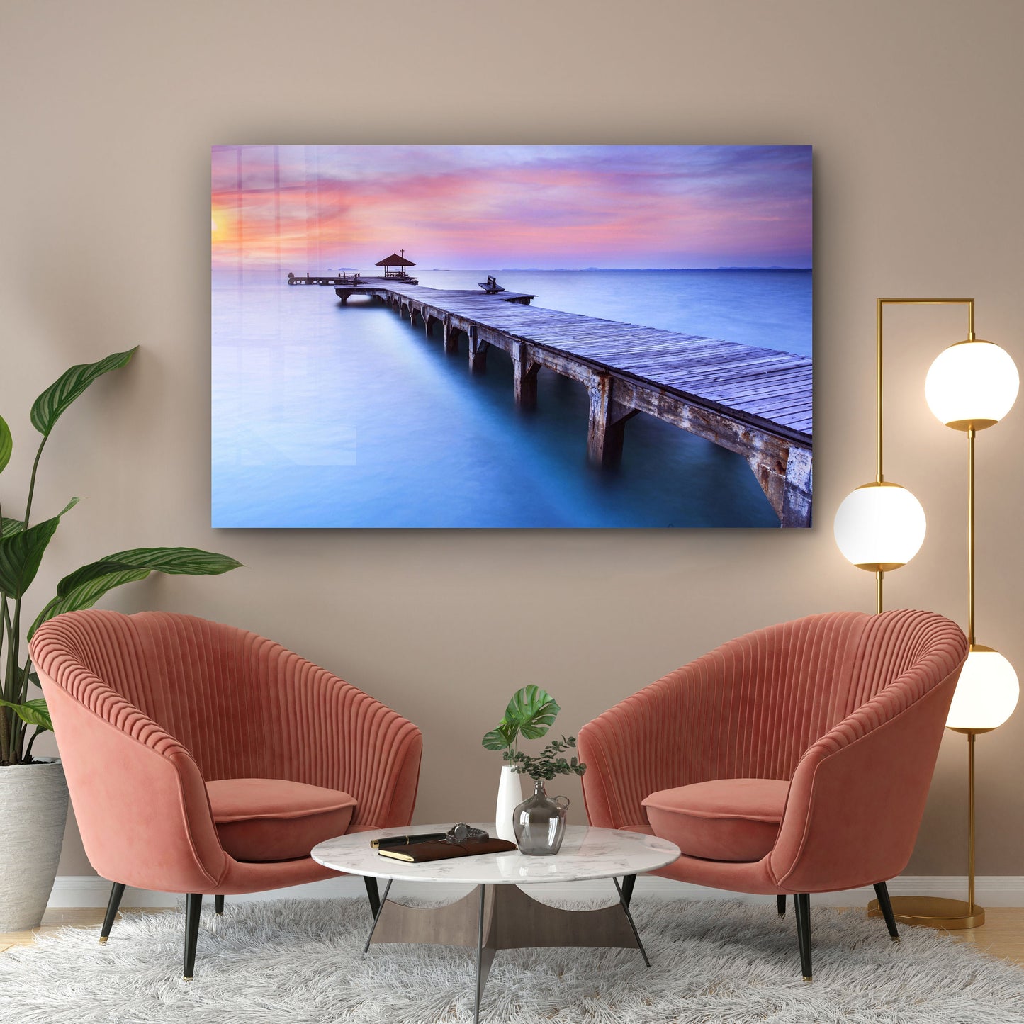 Sunset at the Ocean, Large Glass Wall Art
