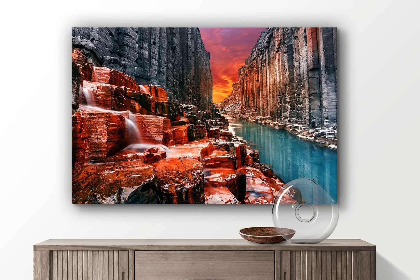 Studlagil Canyon, Iceland, Large Glass Wall Art