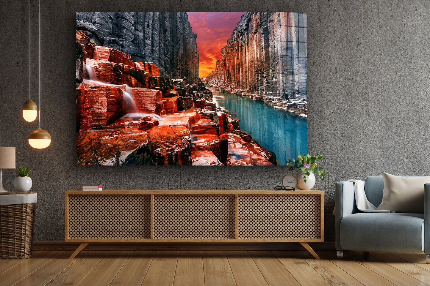 Studlagil Canyon, Iceland, Large Glass Wall Art