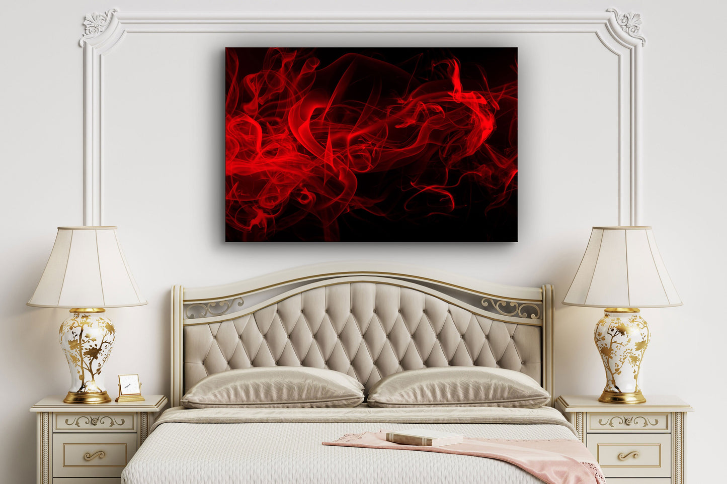 Red Smoke Large Glass Wall Art