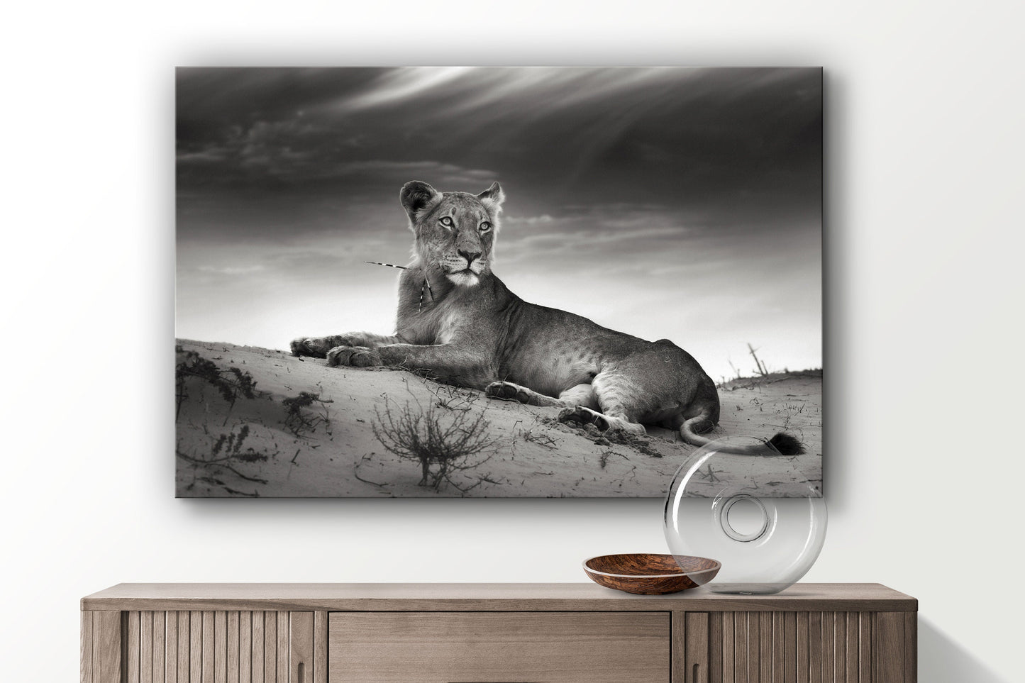 Lioness After Hunt, Large Glass Wall Art