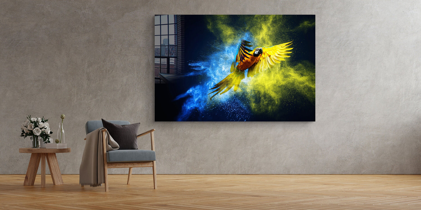 Parrot Abstract, Large Glass Wall Art