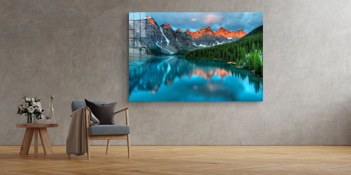 Banff National Park, Canada Moraine Lake at Dawn, Large Glass Wall Art