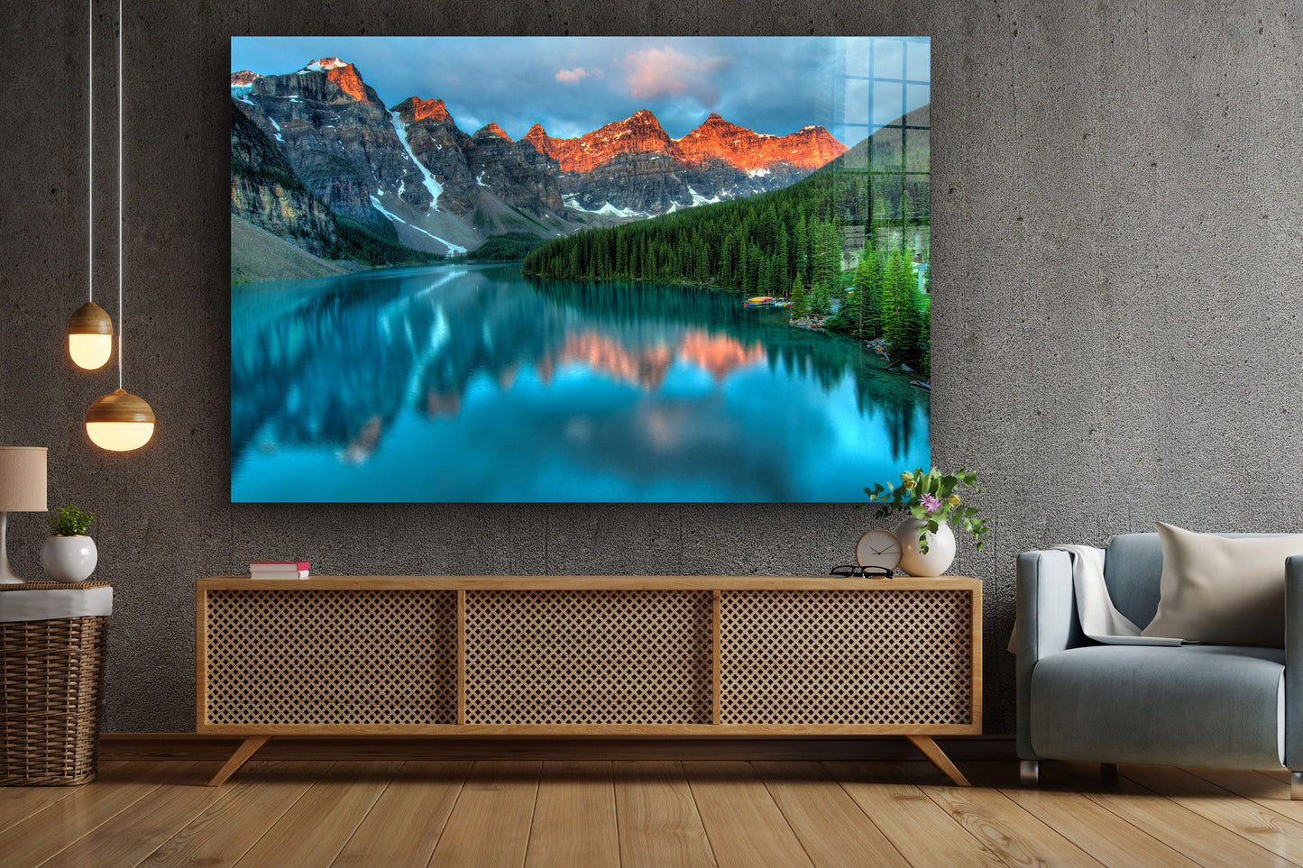 Banff National Park, Canada Moraine Lake at Dawn, Large Glass Wall Art