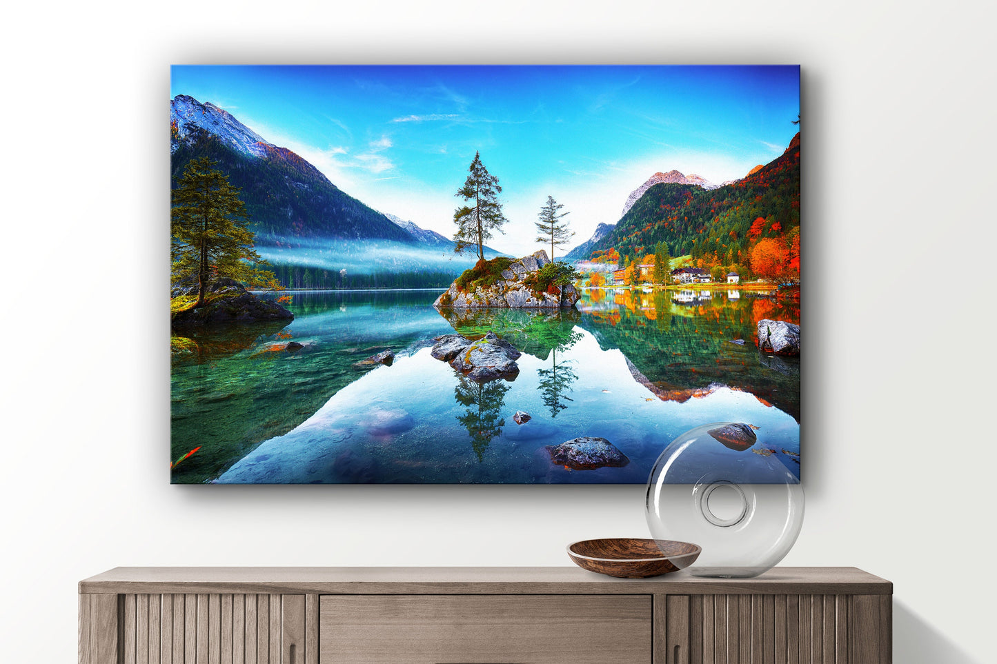 Hintersee Lake, Berchtesgadener,Germany Alps, Large Glass Wall Art
