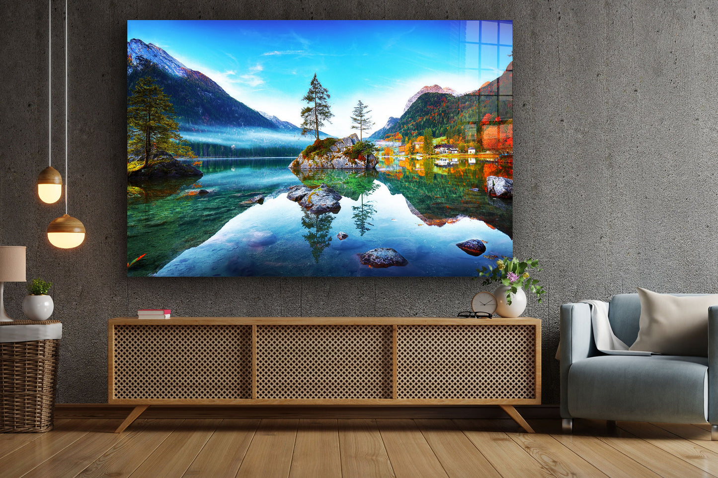 Hintersee Lake, Berchtesgadener,Germany Alps, Large Glass Wall Art